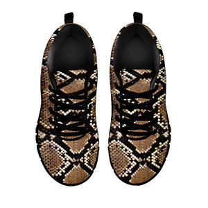 Brown Python Snakeskin Print Black Sneakers