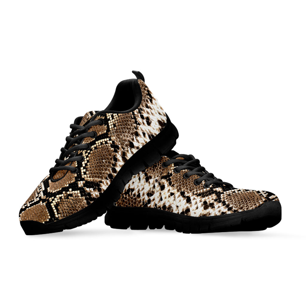 Brown Python Snakeskin Print Black Sneakers