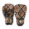 Brown Python Snakeskin Print Boxing Gloves