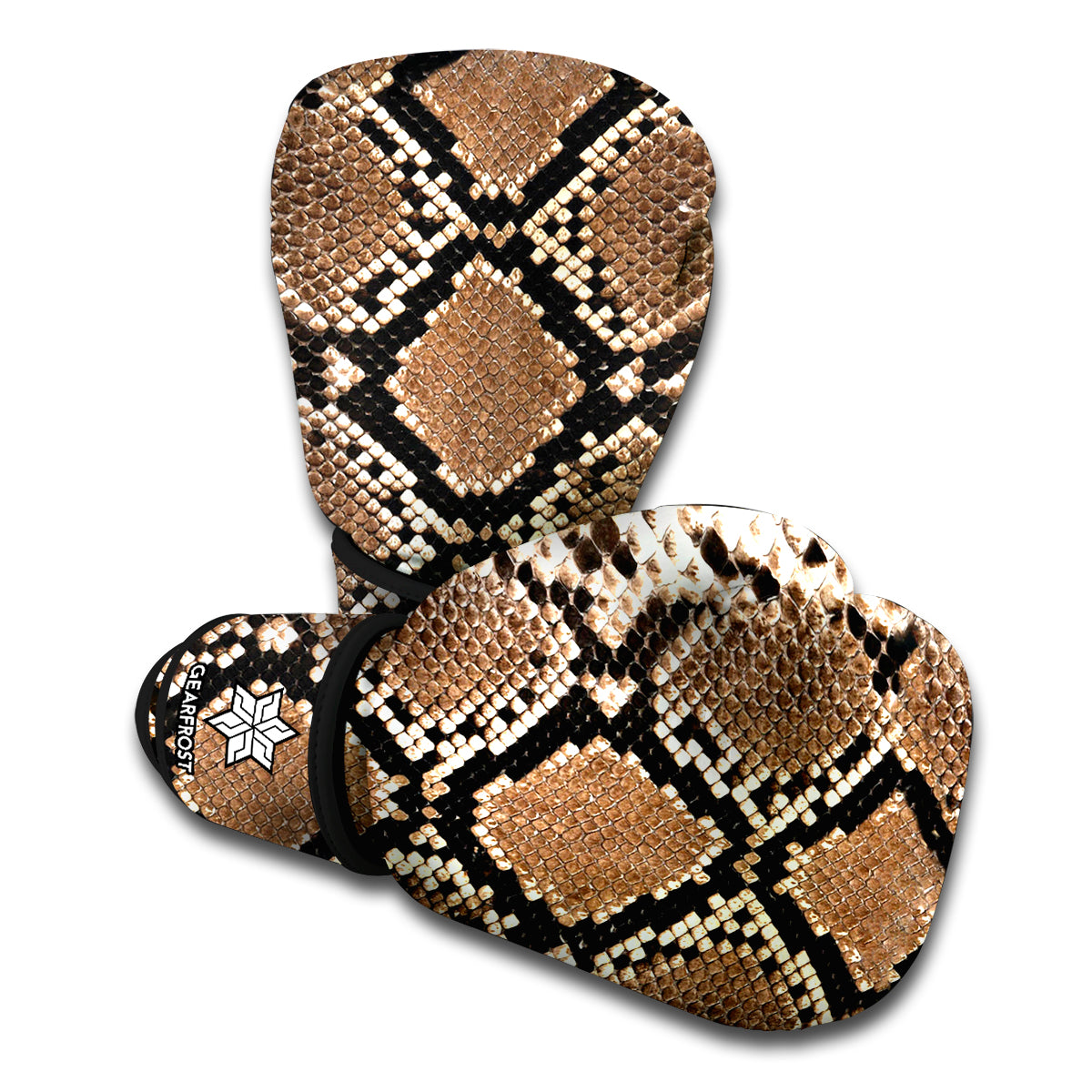 Brown Python Snakeskin Print Boxing Gloves