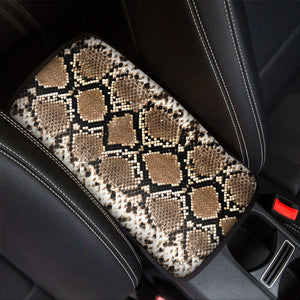 Brown Python Snakeskin Print Car Center Console Cover