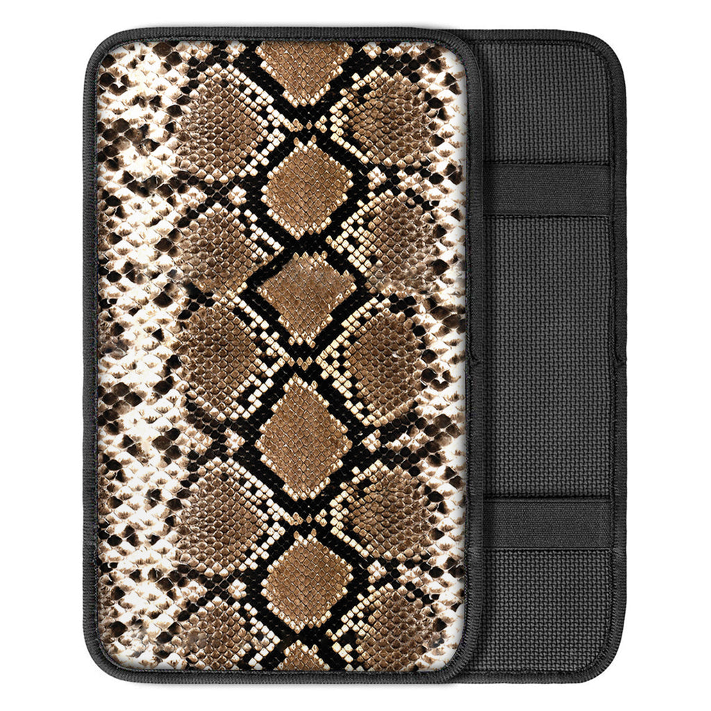 Brown Python Snakeskin Print Car Center Console Cover