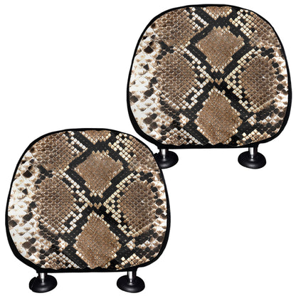 Brown Python Snakeskin Print Car Headrest Covers