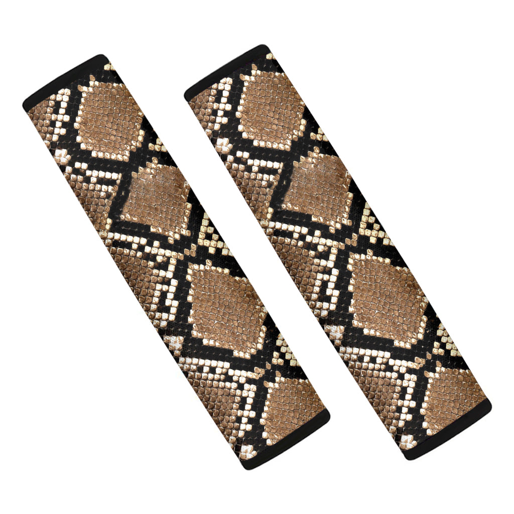 Brown Python Snakeskin Print Car Seat Belt Covers