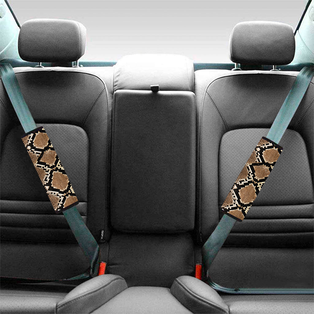 Brown Python Snakeskin Print Car Seat Belt Covers