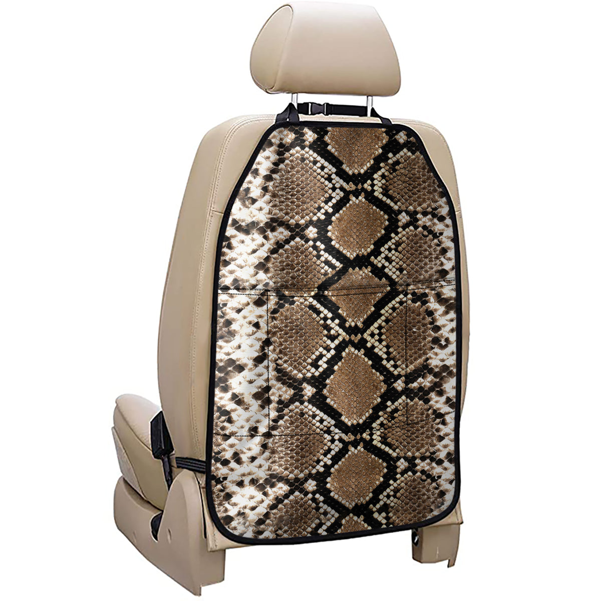 Brown Python Snakeskin Print Car Seat Organizers