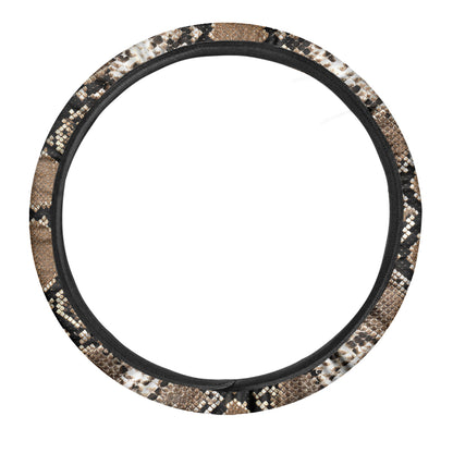 Brown Python Snakeskin Print Car Steering Wheel Cover