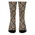 Brown Python Snakeskin Print Crew Socks