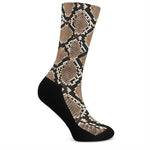 Brown Python Snakeskin Print Crew Socks
