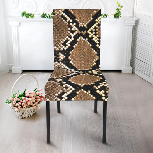 Brown Python Snakeskin Print Dining Chair Slipcover