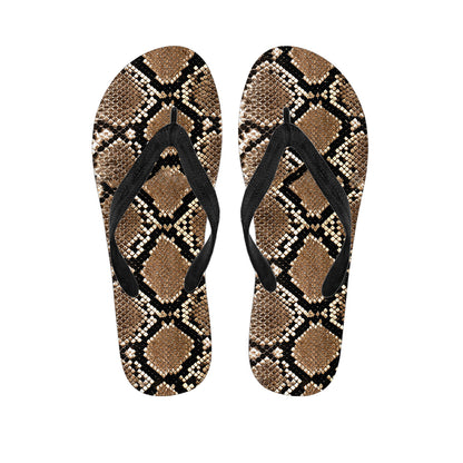 Brown Python Snakeskin Print Flip Flops