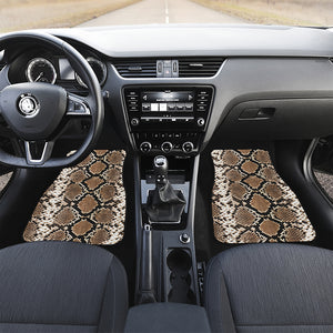 Brown Python Snakeskin Print Front and Back Car Floor Mats