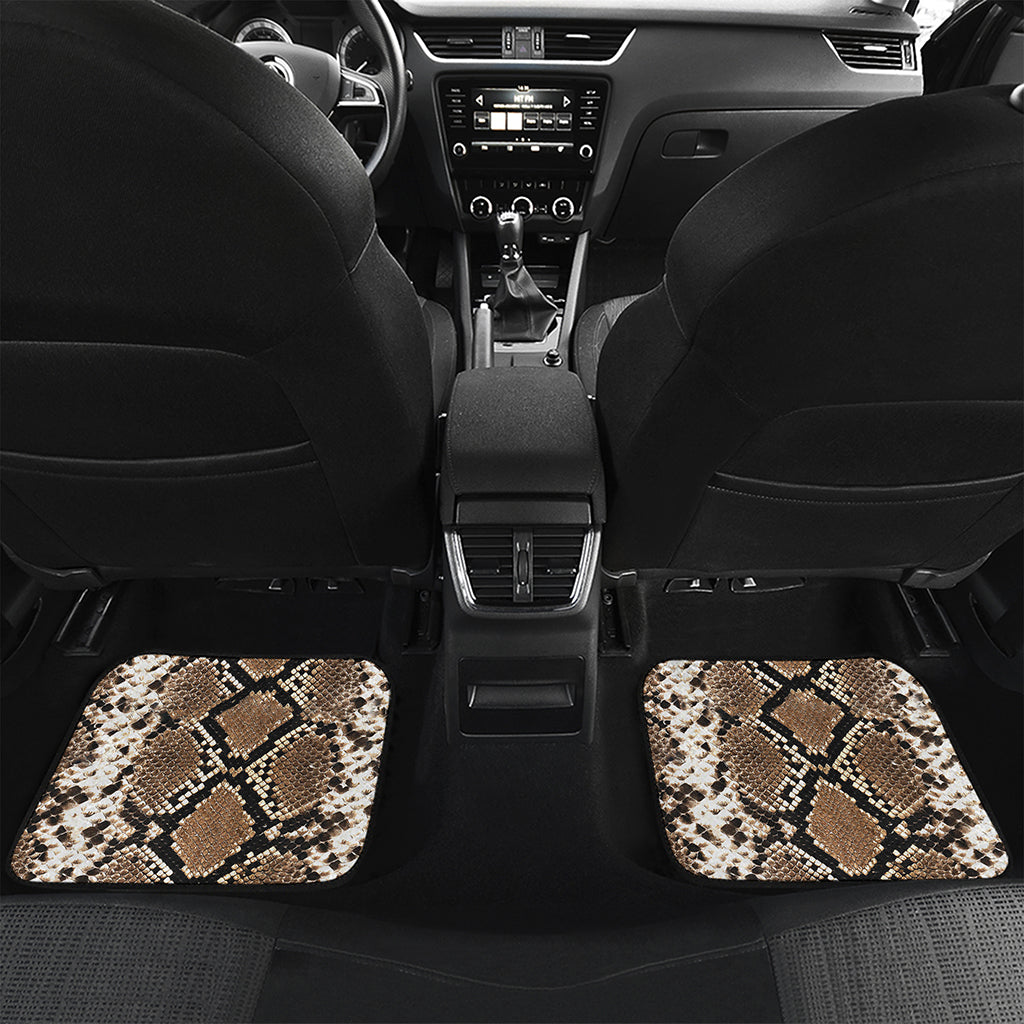 Brown Python Snakeskin Print Front and Back Car Floor Mats