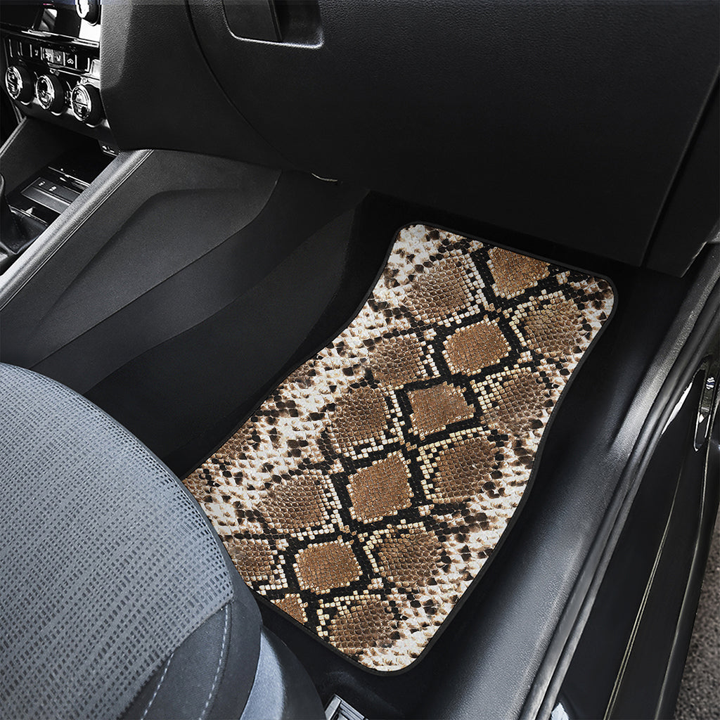 Brown Python Snakeskin Print Front and Back Car Floor Mats