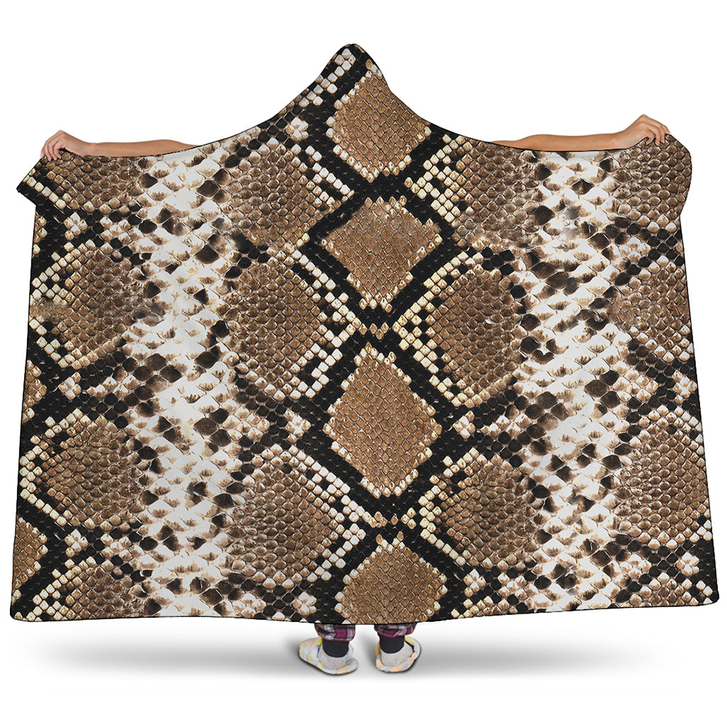 Brown Python Snakeskin Print Hooded Blanket