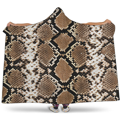 Brown Python Snakeskin Print Hooded Blanket