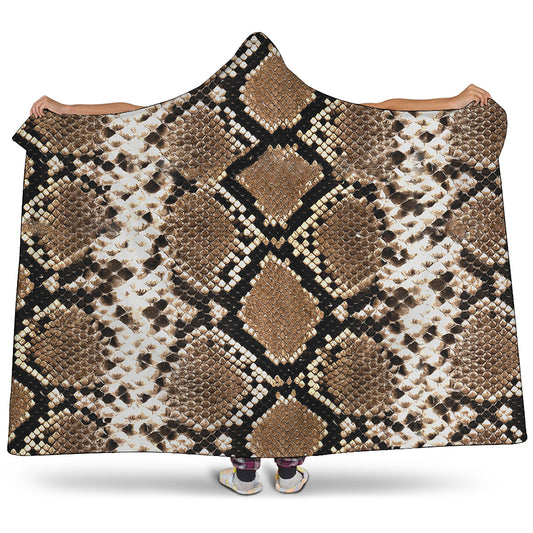 Brown Python Snakeskin Print Hooded Blanket