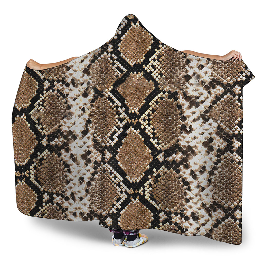 Brown Python Snakeskin Print Hooded Blanket