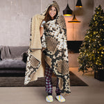 Brown Python Snakeskin Print Hooded Blanket