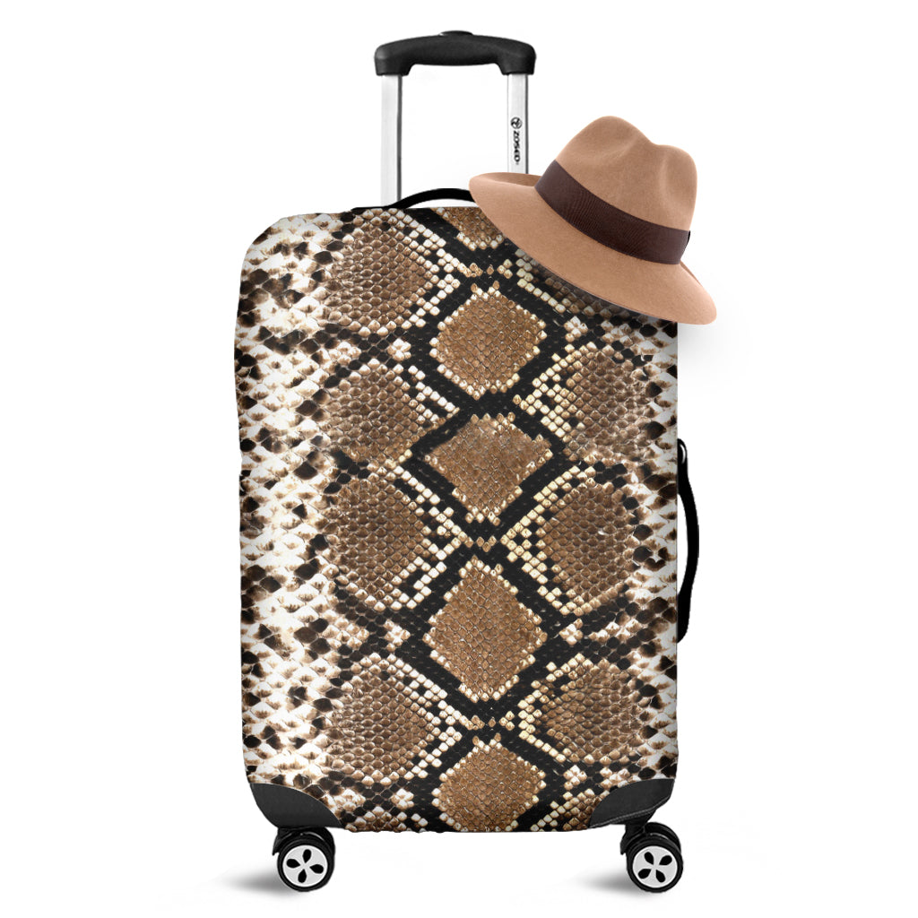 Brown Python Snakeskin Print Luggage Cover