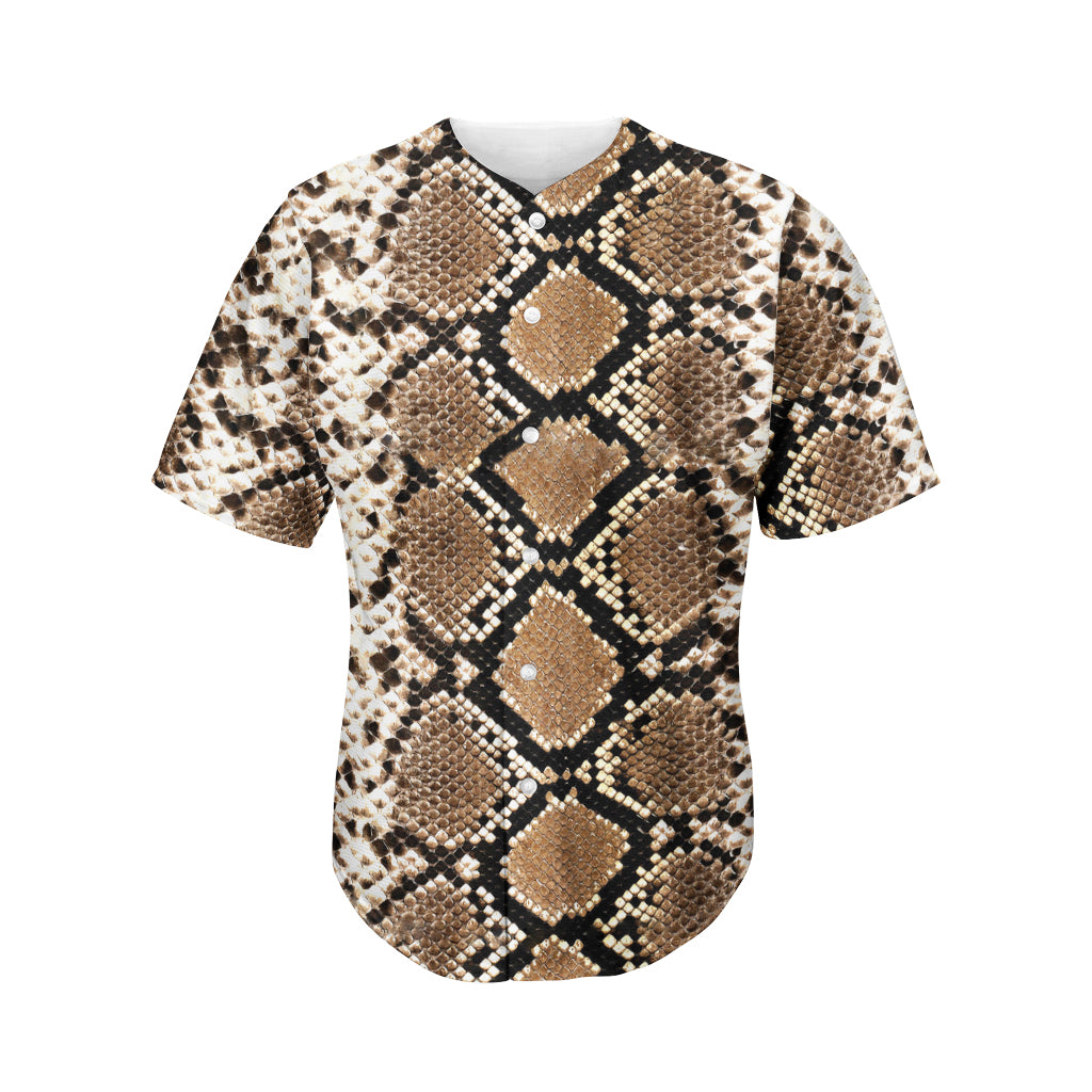 Brown Python Snakeskin Print Men's Baseball Jersey