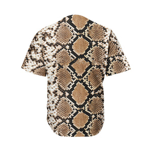 Brown Python Snakeskin Print Men's Baseball Jersey