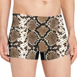 Brown Python Snakeskin Print Men's Boxer Briefs