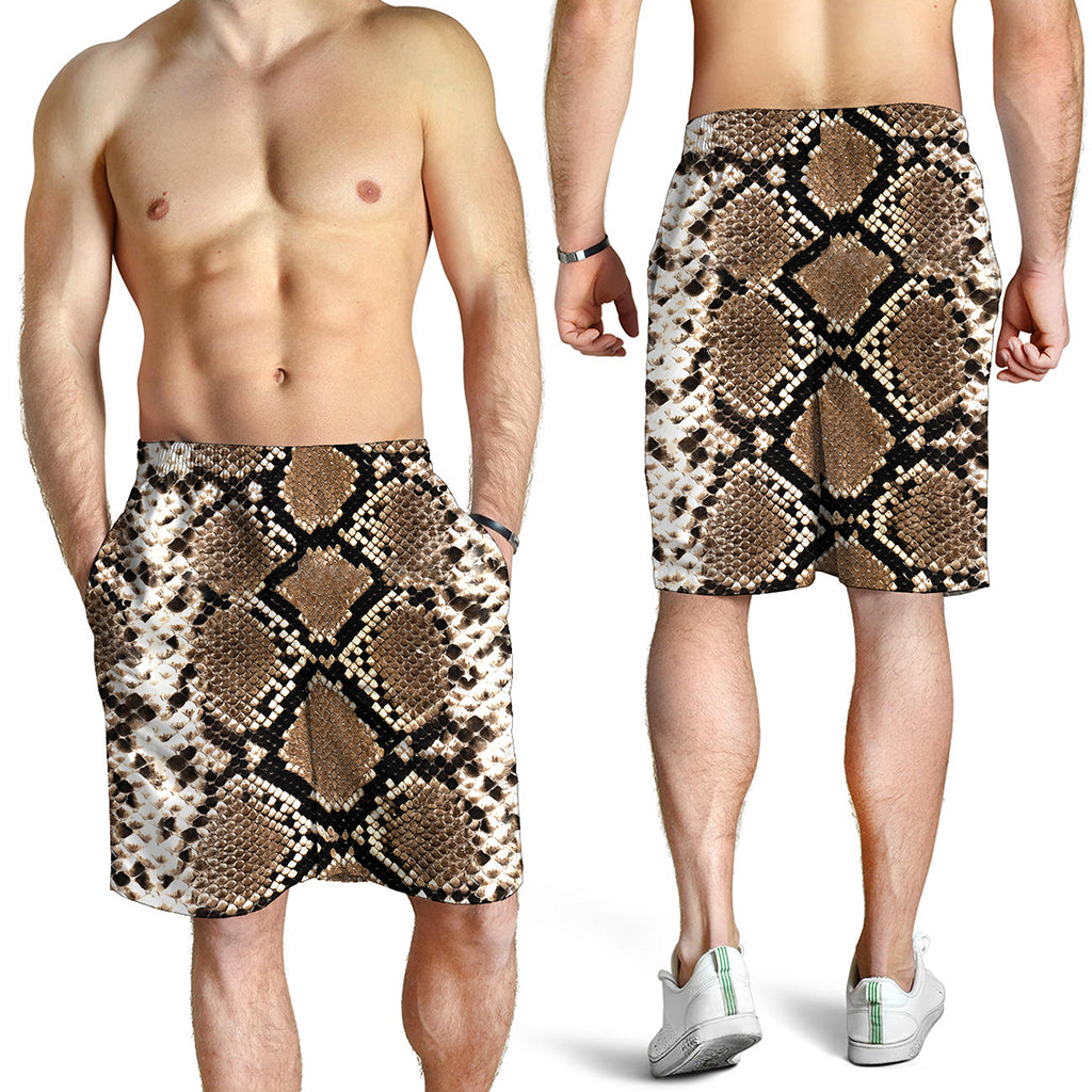 Brown Python Snakeskin Print Men's Shorts