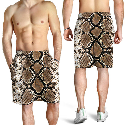 Brown Python Snakeskin Print Men's Shorts