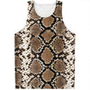 Brown Python Snakeskin Print Men's Tank Top