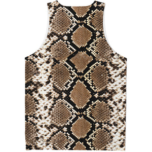 Brown Python Snakeskin Print Men's Tank Top