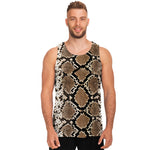 Brown Python Snakeskin Print Men's Tank Top