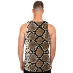 Brown Python Snakeskin Print Men's Tank Top