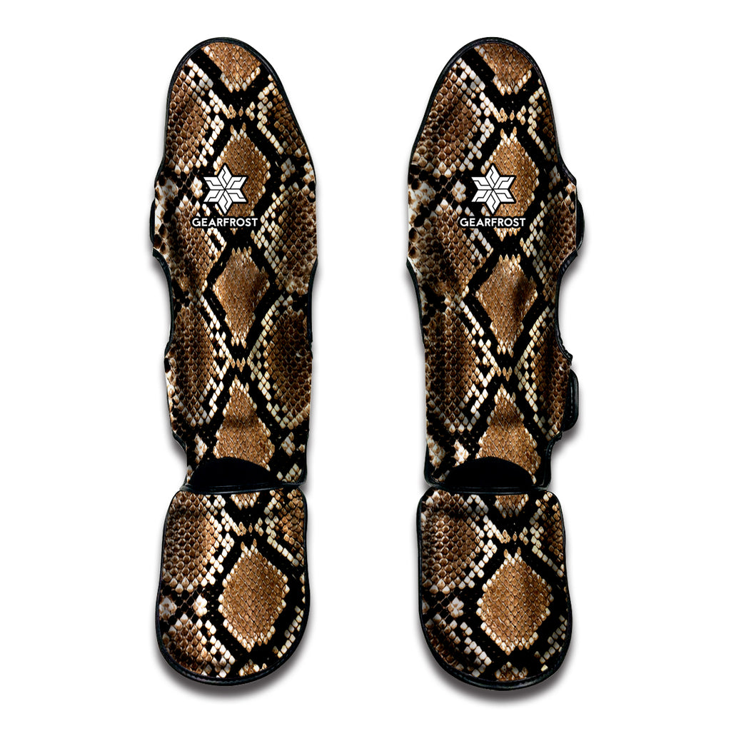 Brown Python Snakeskin Print Muay Thai Shin Guard