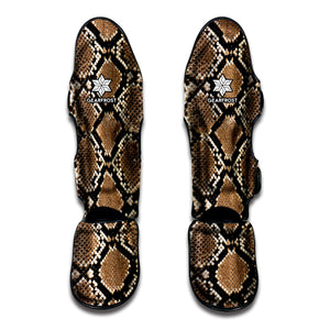 Brown Python Snakeskin Print Muay Thai Shin Guard