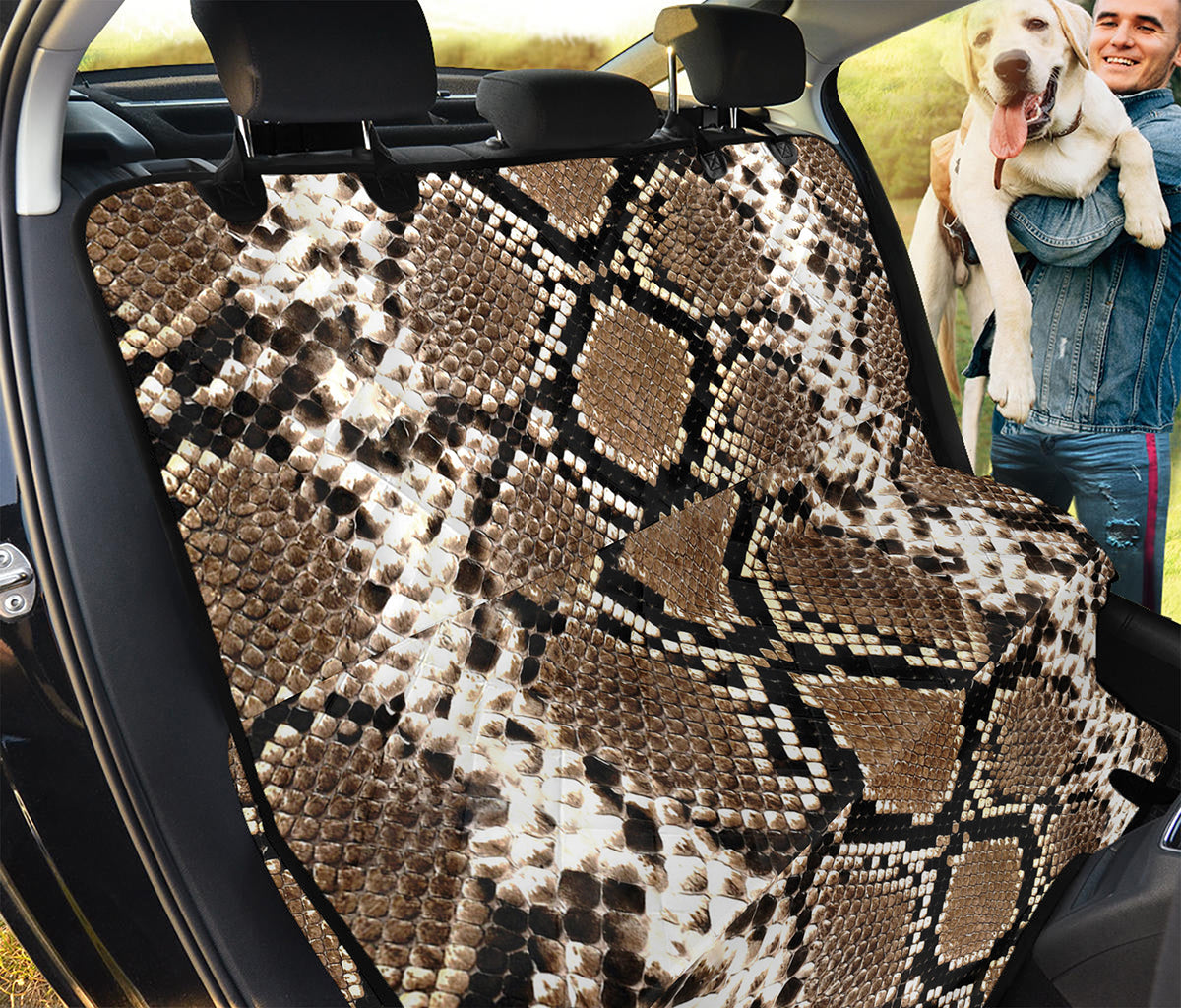 Brown Python Snakeskin Print Pet Car Back Seat Cover