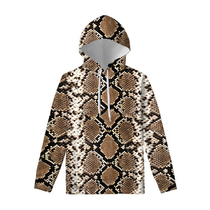 Brown Python Snakeskin Print Pullover Hoodie