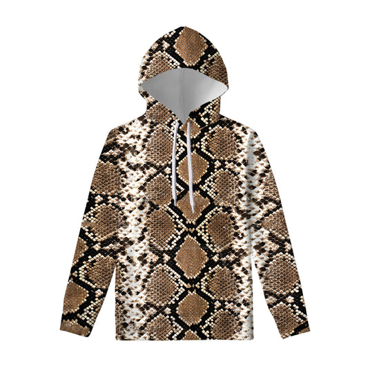 Brown Python Snakeskin Print Pullover Hoodie