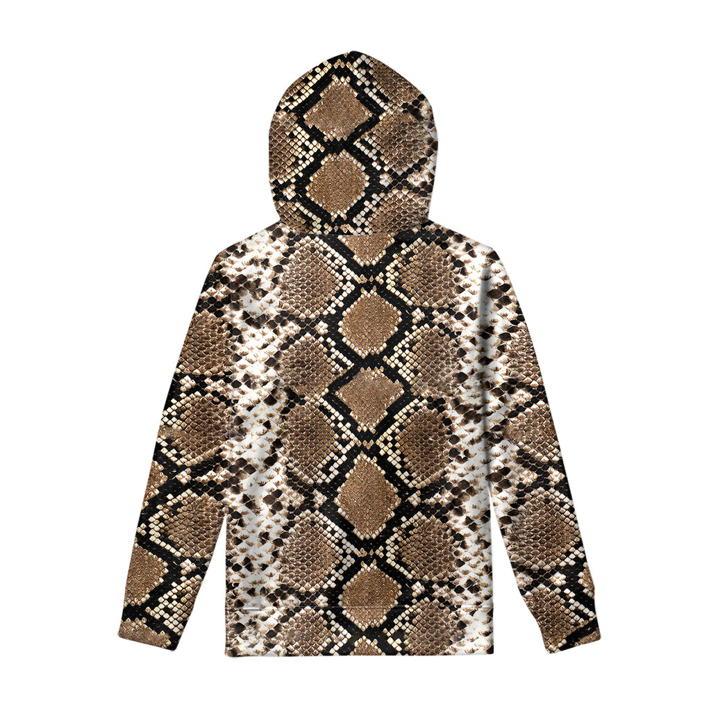 Brown Python Snakeskin Print Pullover Hoodie