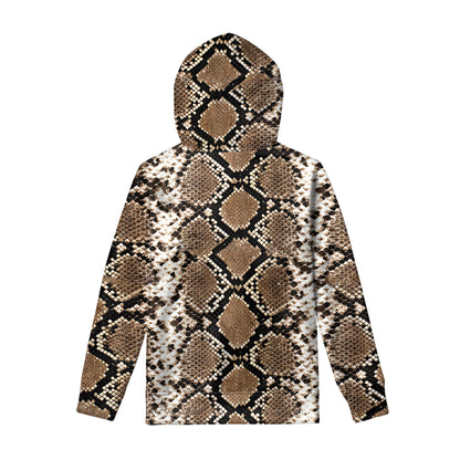 Brown Python Snakeskin Print Pullover Hoodie