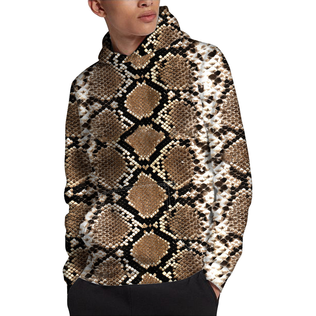 Brown Python Snakeskin Print Pullover Hoodie