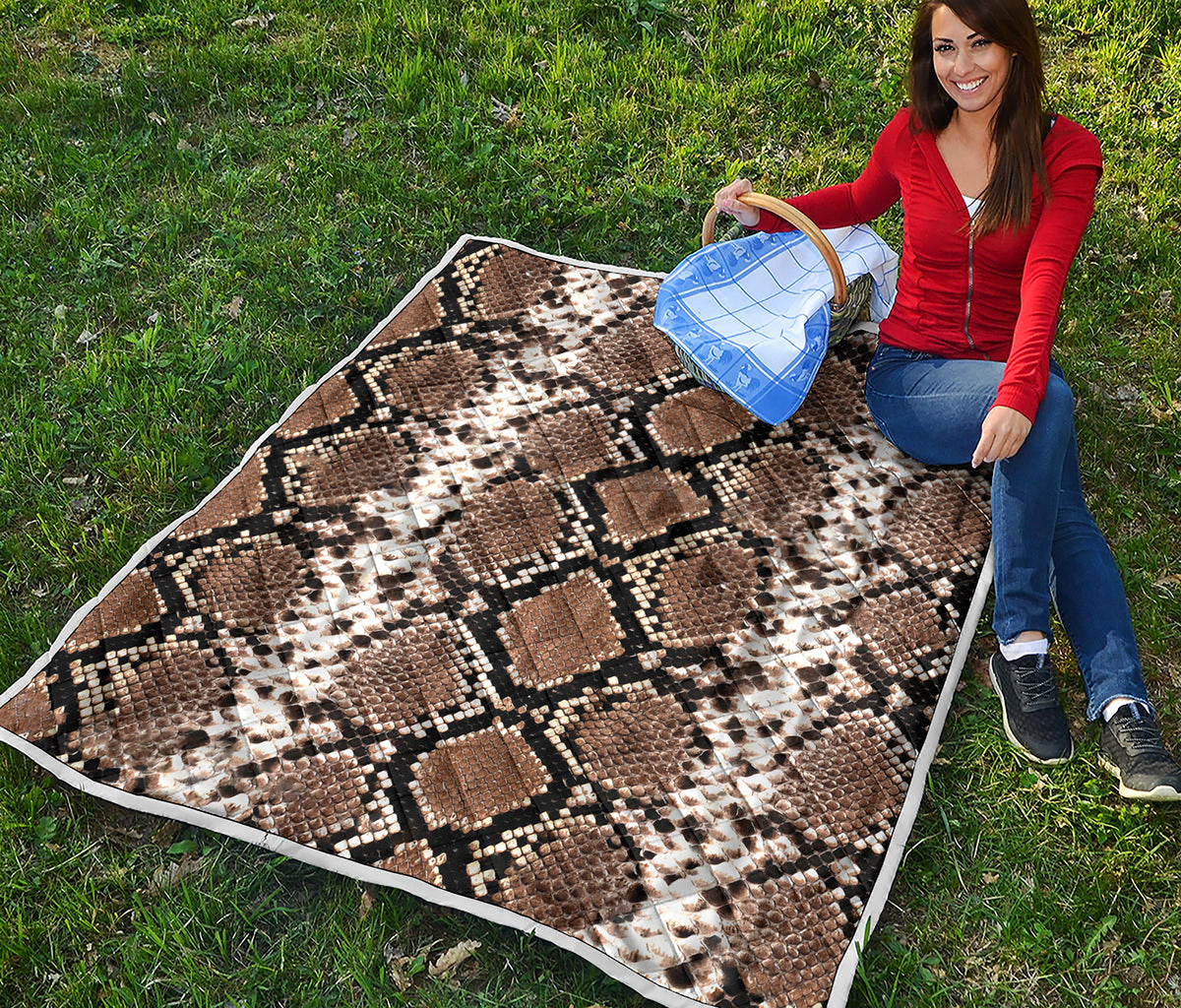 Brown Python Snakeskin Print Quilt