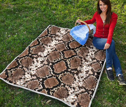 Brown Python Snakeskin Print Quilt