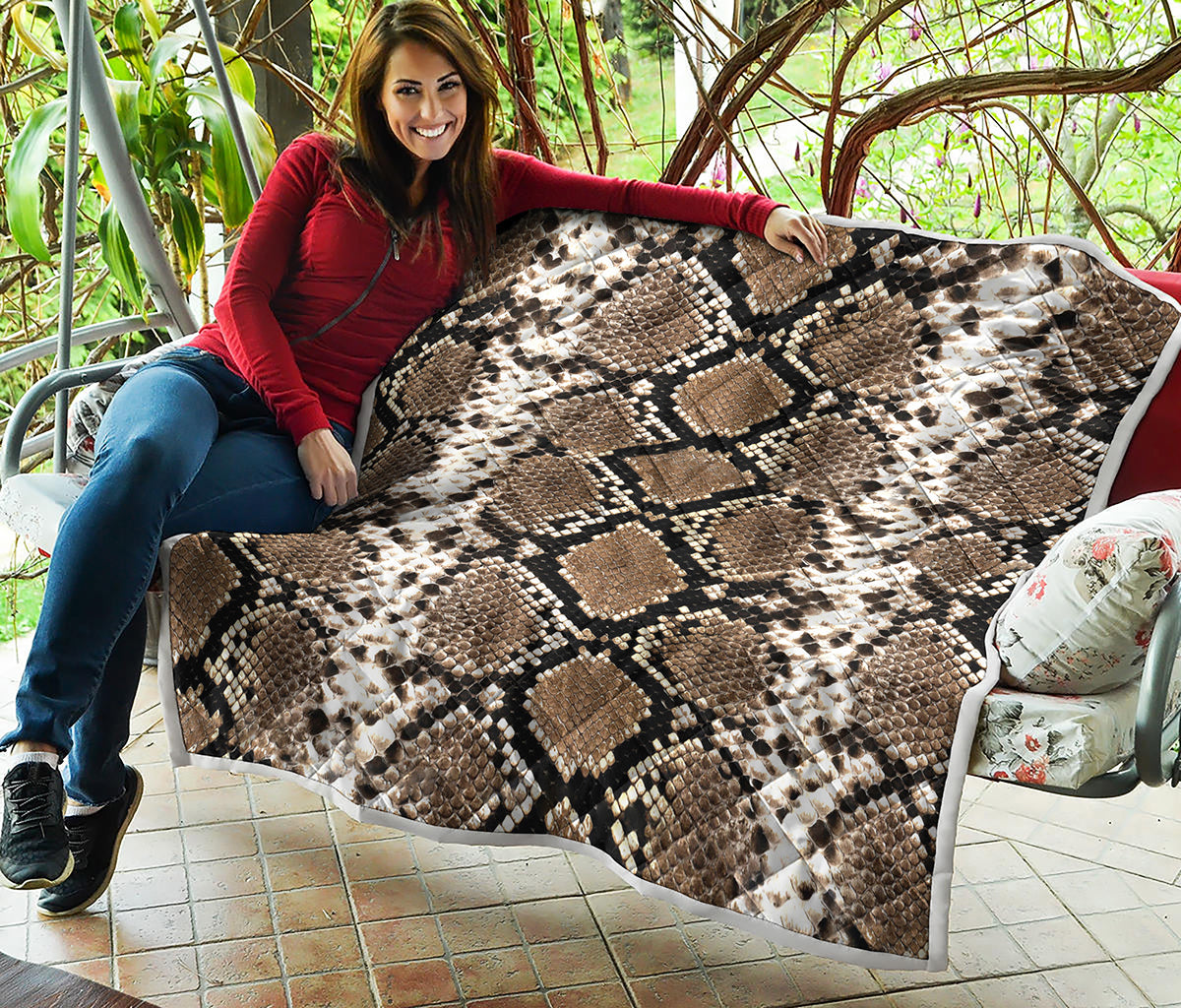 Brown Python Snakeskin Print Quilt