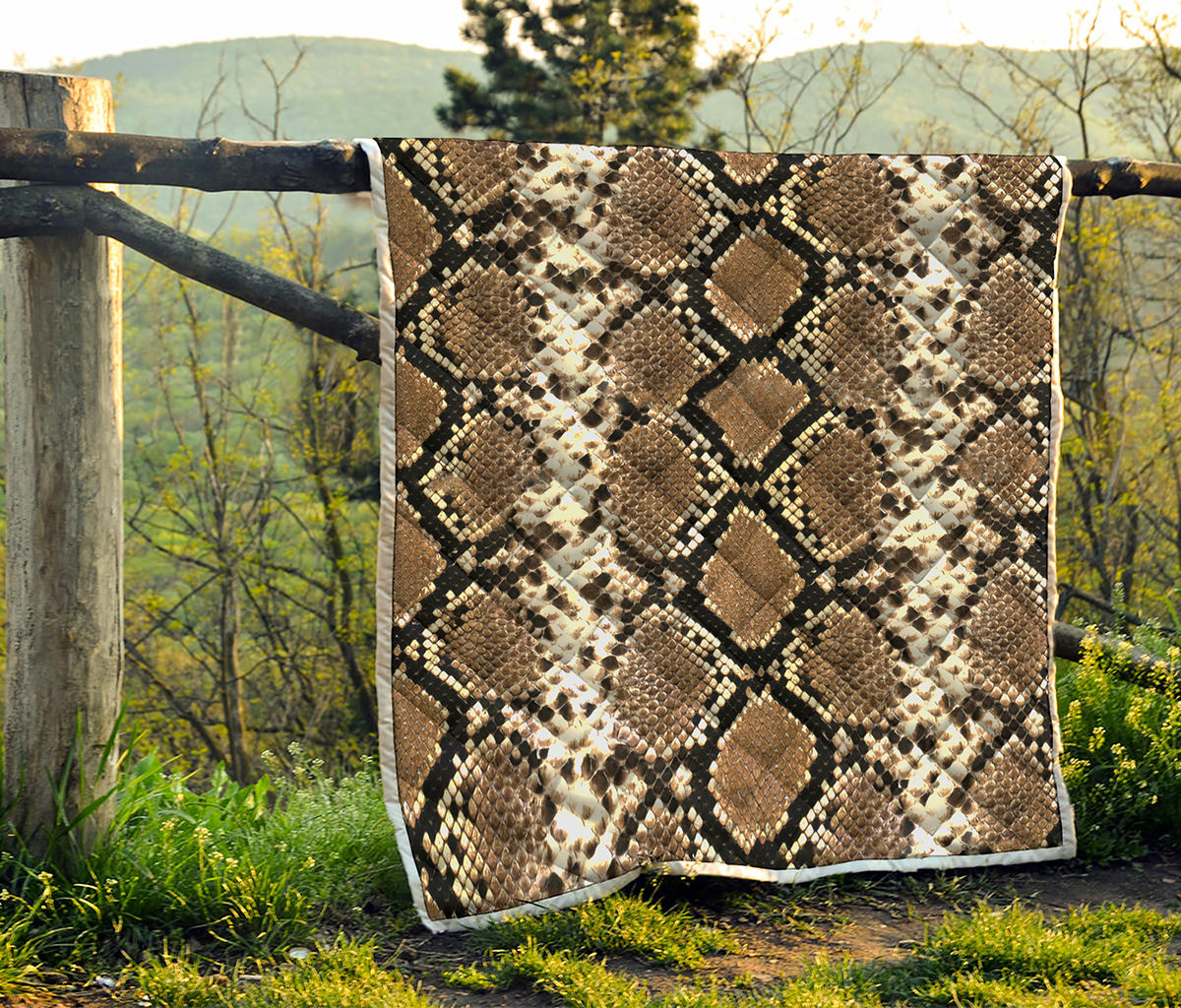 Brown Python Snakeskin Print Quilt