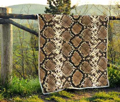 Brown Python Snakeskin Print Quilt