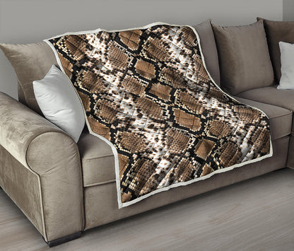 Brown Python Snakeskin Print Quilt