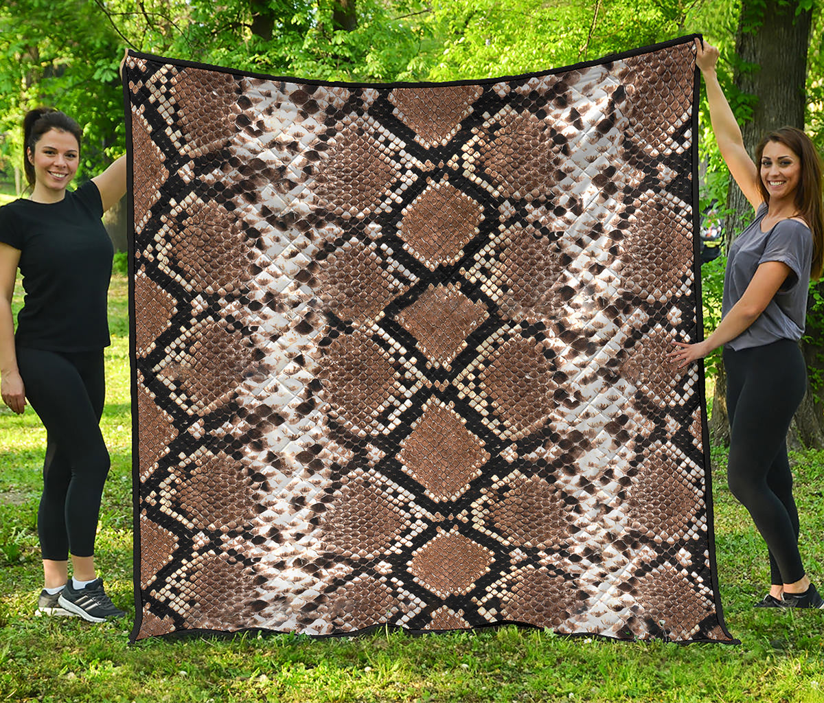 Brown Python Snakeskin Print Quilt