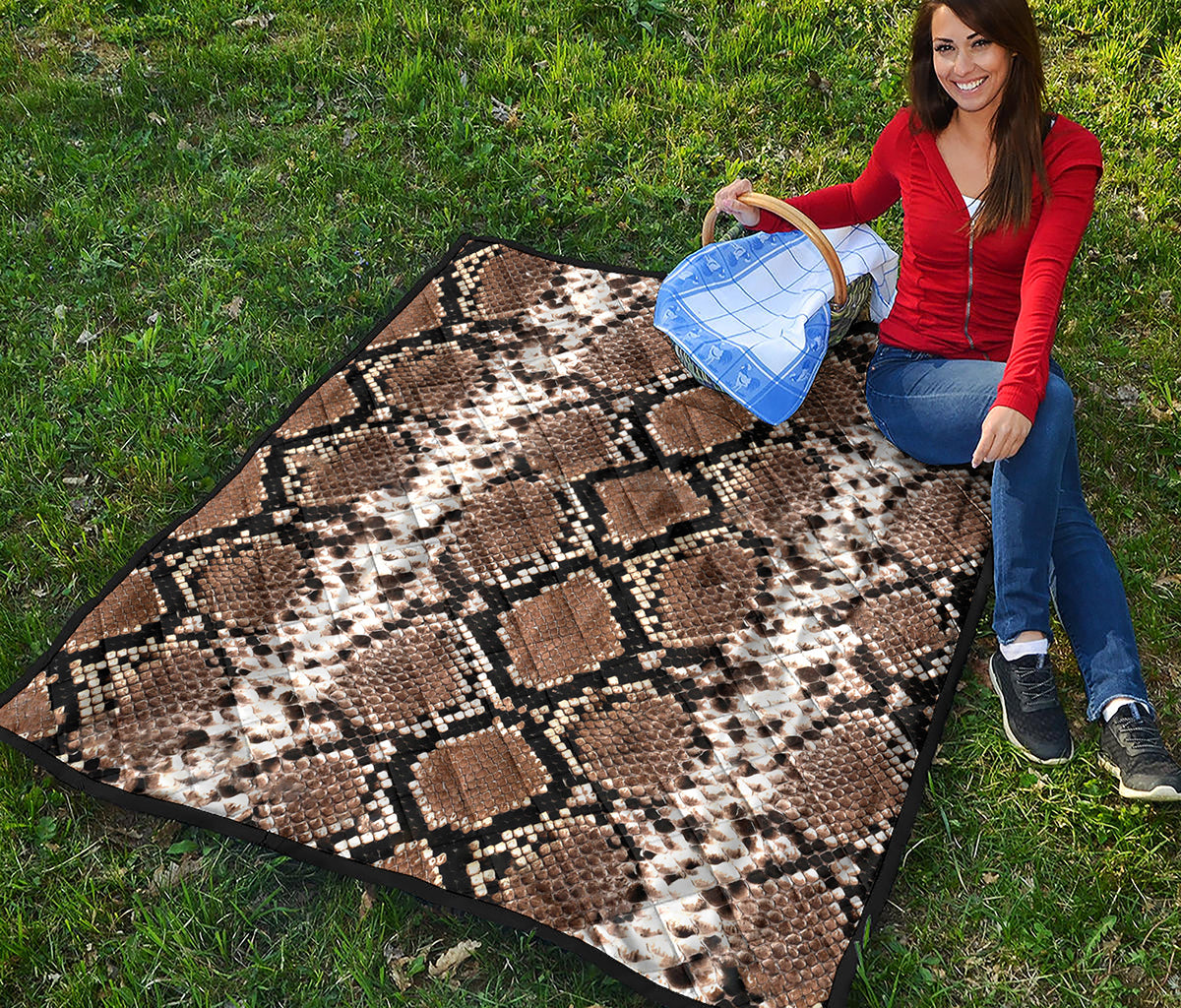 Brown Python Snakeskin Print Quilt