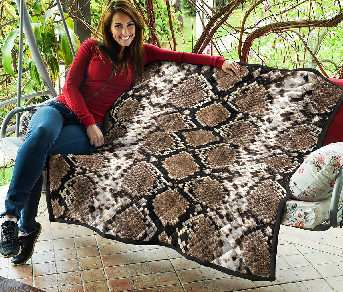 Brown Python Snakeskin Print Quilt